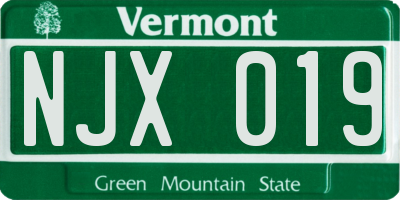 VT license plate NJX019