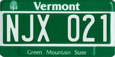 VT license plate NJX021