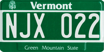 VT license plate NJX022