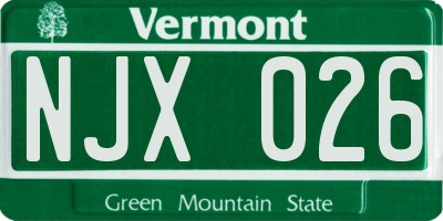 VT license plate NJX026