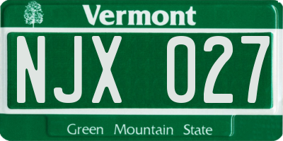 VT license plate NJX027