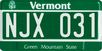 VT license plate NJX031