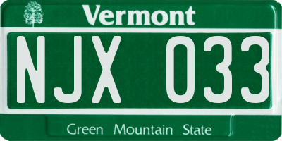 VT license plate NJX033