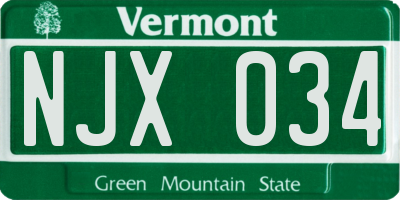 VT license plate NJX034