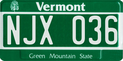 VT license plate NJX036