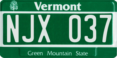 VT license plate NJX037