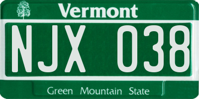 VT license plate NJX038