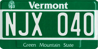 VT license plate NJX040