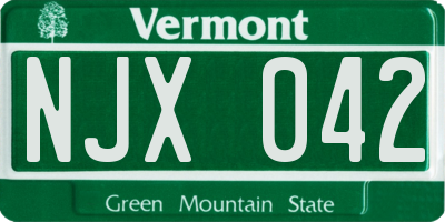 VT license plate NJX042