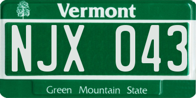 VT license plate NJX043