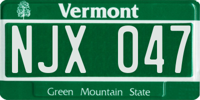 VT license plate NJX047