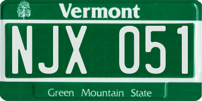 VT license plate NJX051