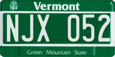 VT license plate NJX052