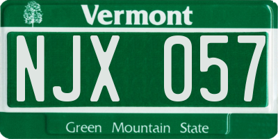VT license plate NJX057