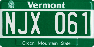 VT license plate NJX061