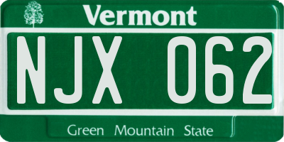 VT license plate NJX062