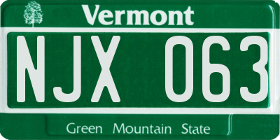 VT license plate NJX063