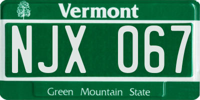 VT license plate NJX067