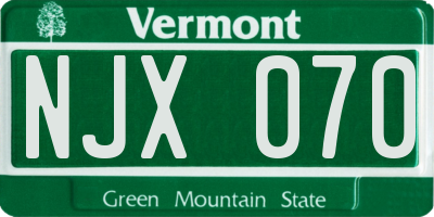 VT license plate NJX070