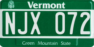 VT license plate NJX072