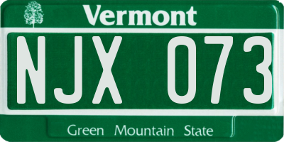 VT license plate NJX073