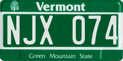 VT license plate NJX074