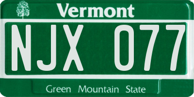 VT license plate NJX077