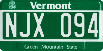 VT license plate NJX094