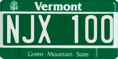 VT license plate NJX100