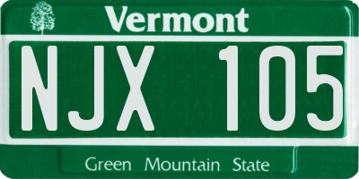 VT license plate NJX105