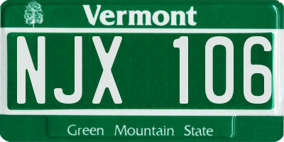 VT license plate NJX106