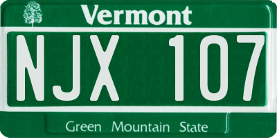 VT license plate NJX107