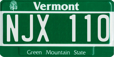 VT license plate NJX110
