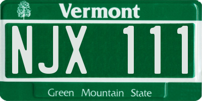 VT license plate NJX111