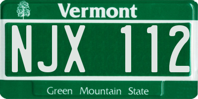 VT license plate NJX112