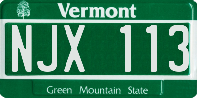VT license plate NJX113