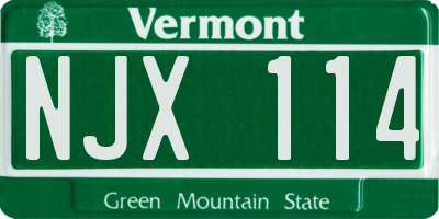 VT license plate NJX114