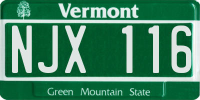 VT license plate NJX116