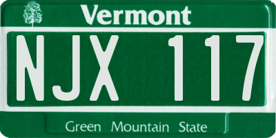 VT license plate NJX117