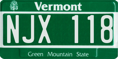 VT license plate NJX118