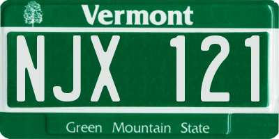 VT license plate NJX121