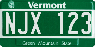 VT license plate NJX123