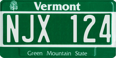 VT license plate NJX124