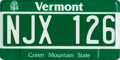 VT license plate NJX126