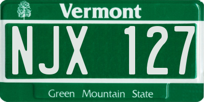 VT license plate NJX127