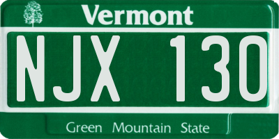 VT license plate NJX130