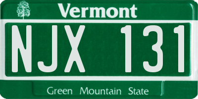 VT license plate NJX131