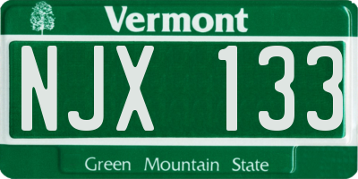 VT license plate NJX133