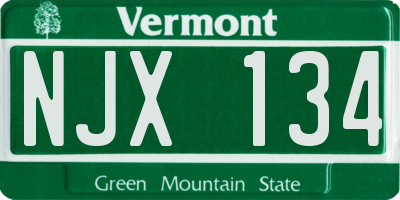 VT license plate NJX134