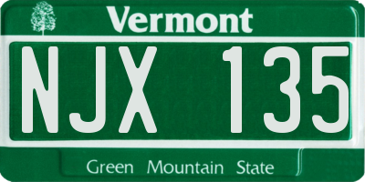 VT license plate NJX135